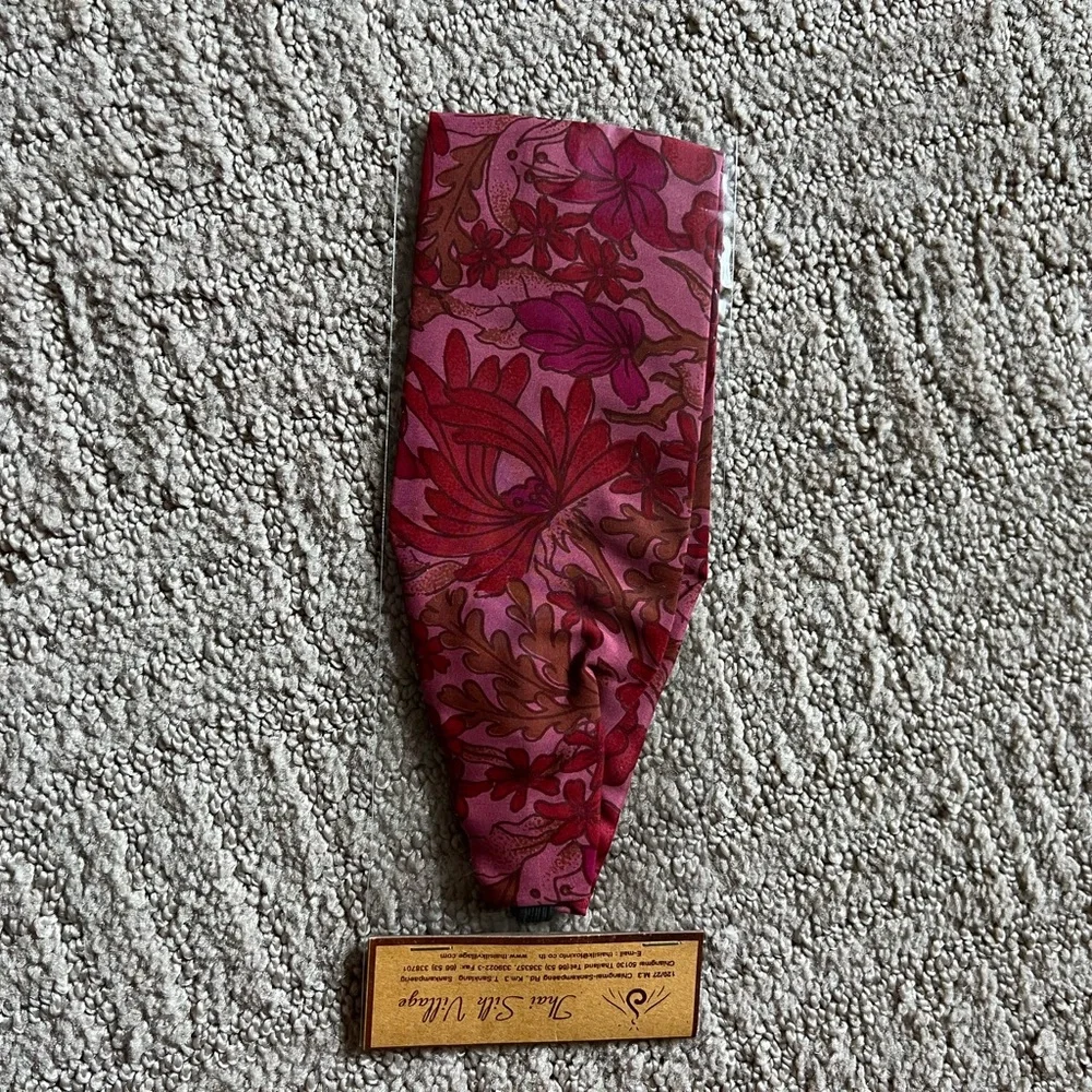 🌸🇹🇭🌺 100% Thai Silk Pink and Red Floral Headband 🌸🇹🇭🌺
